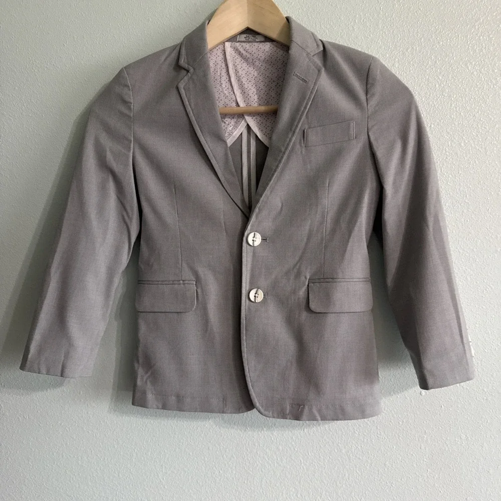 Calvin Klein Kids Boys Size 7 Gray Blazer‎ Suit Jacket Modern Wedding Easter
